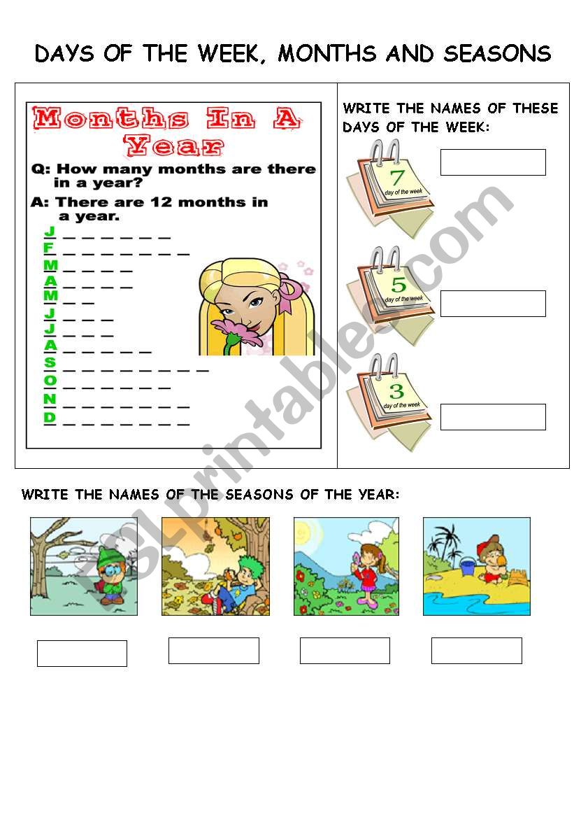 Days of the week worksheet