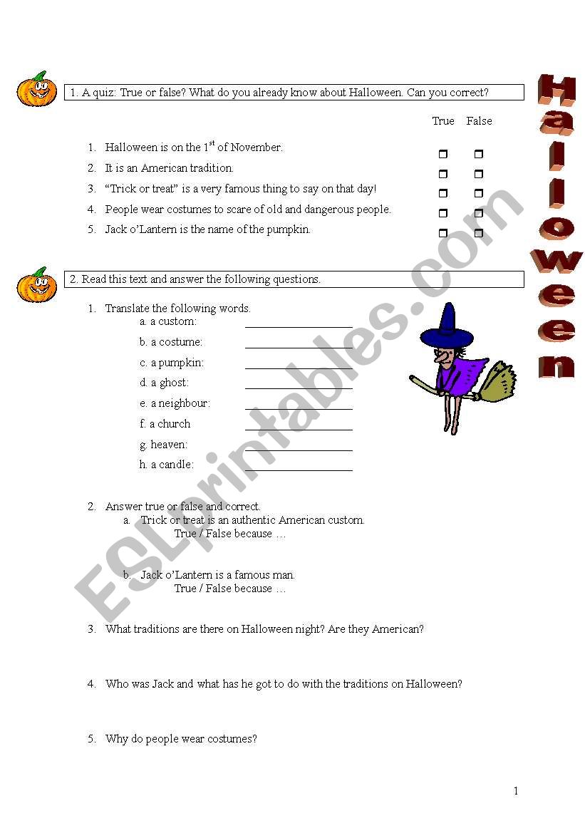 Halloween - Reading comprehension