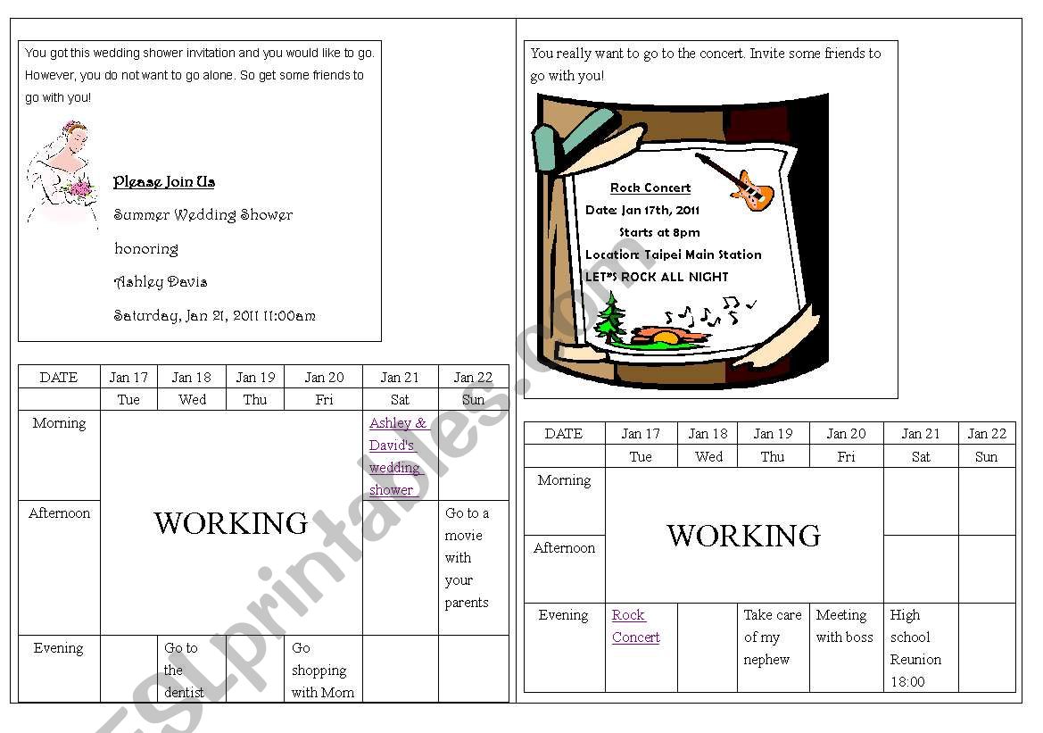 Invitation activity card v.2 worksheet