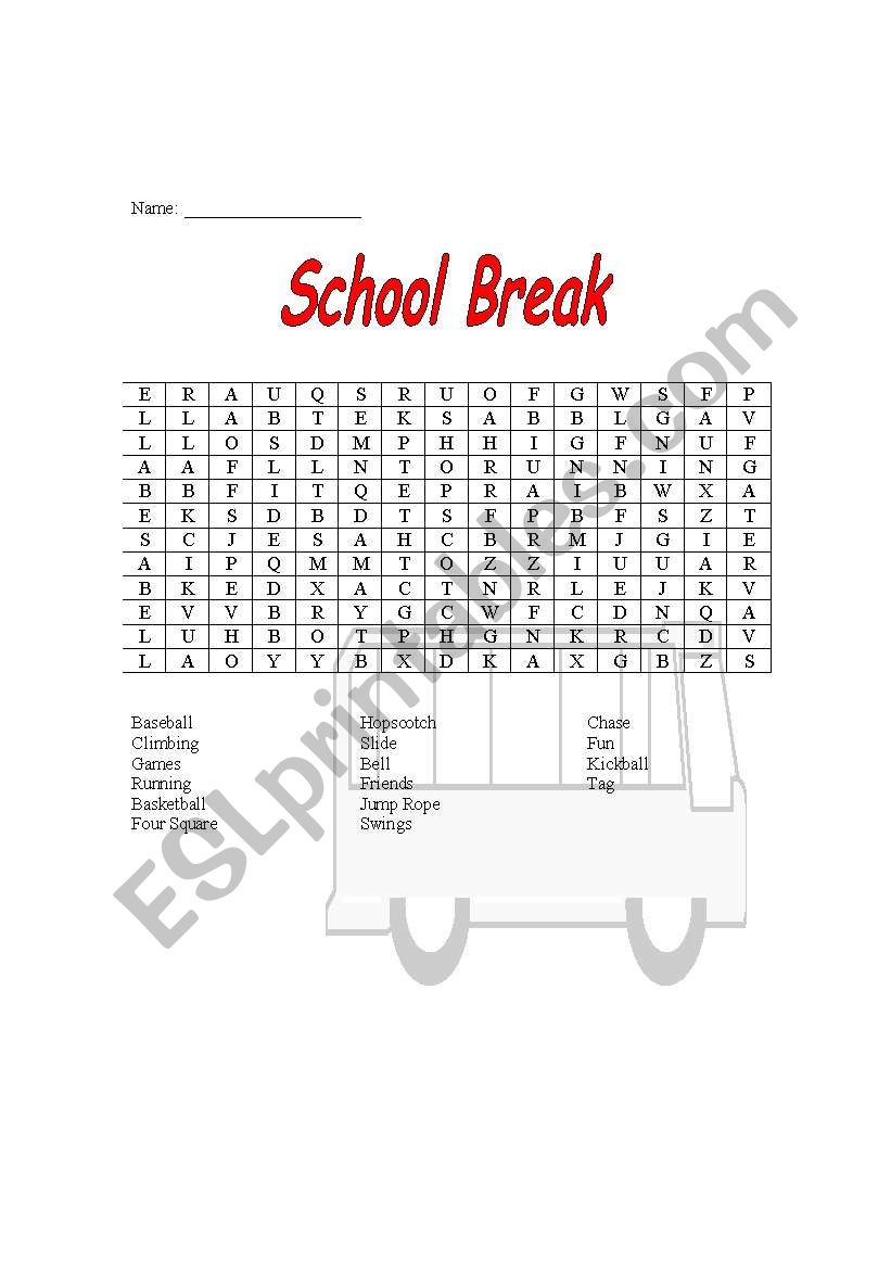 Word search worksheet