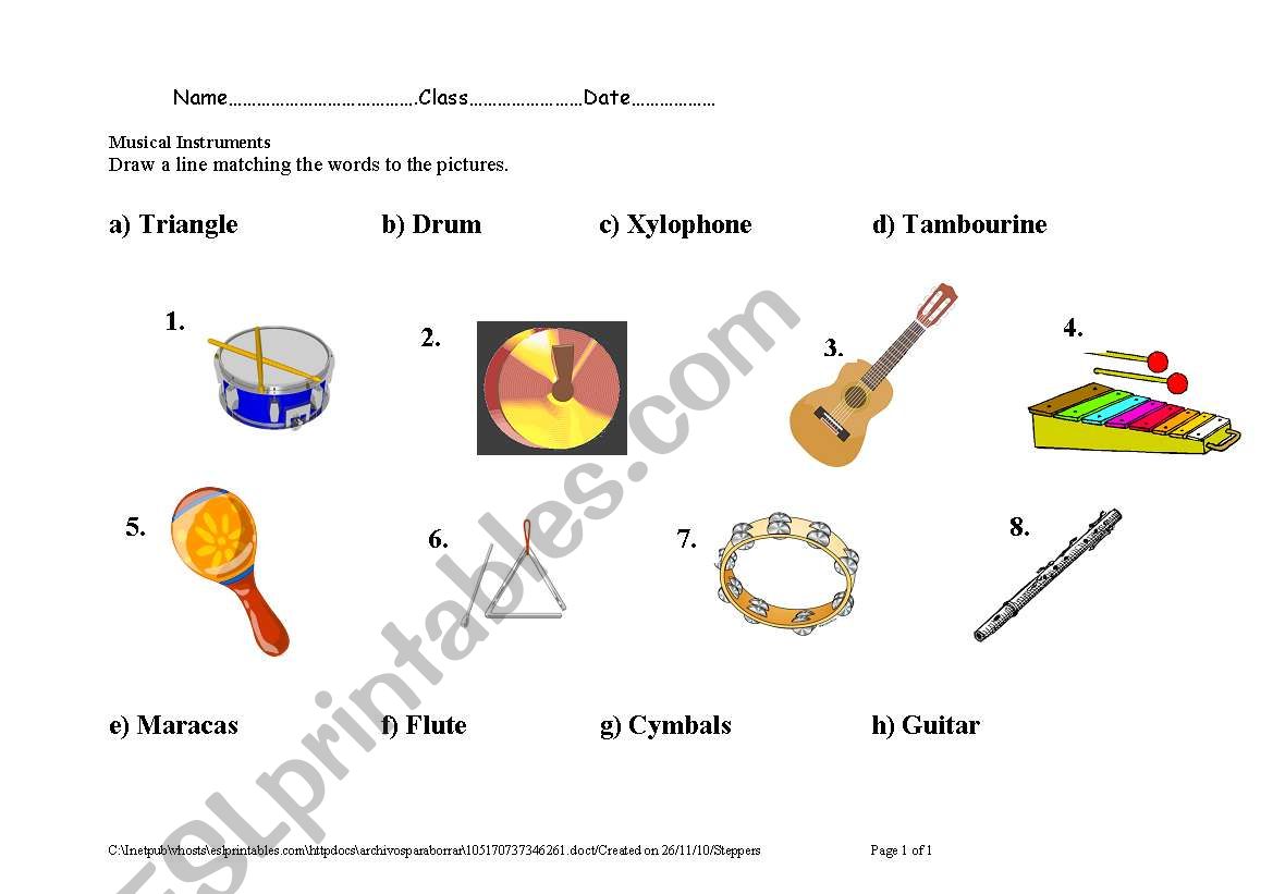 Musical Instruments worksheet