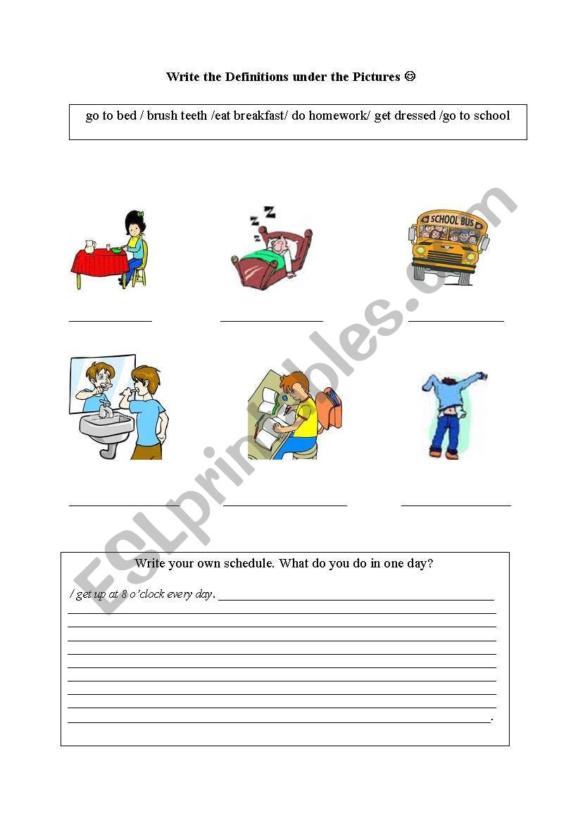 Daily Routines worksheet