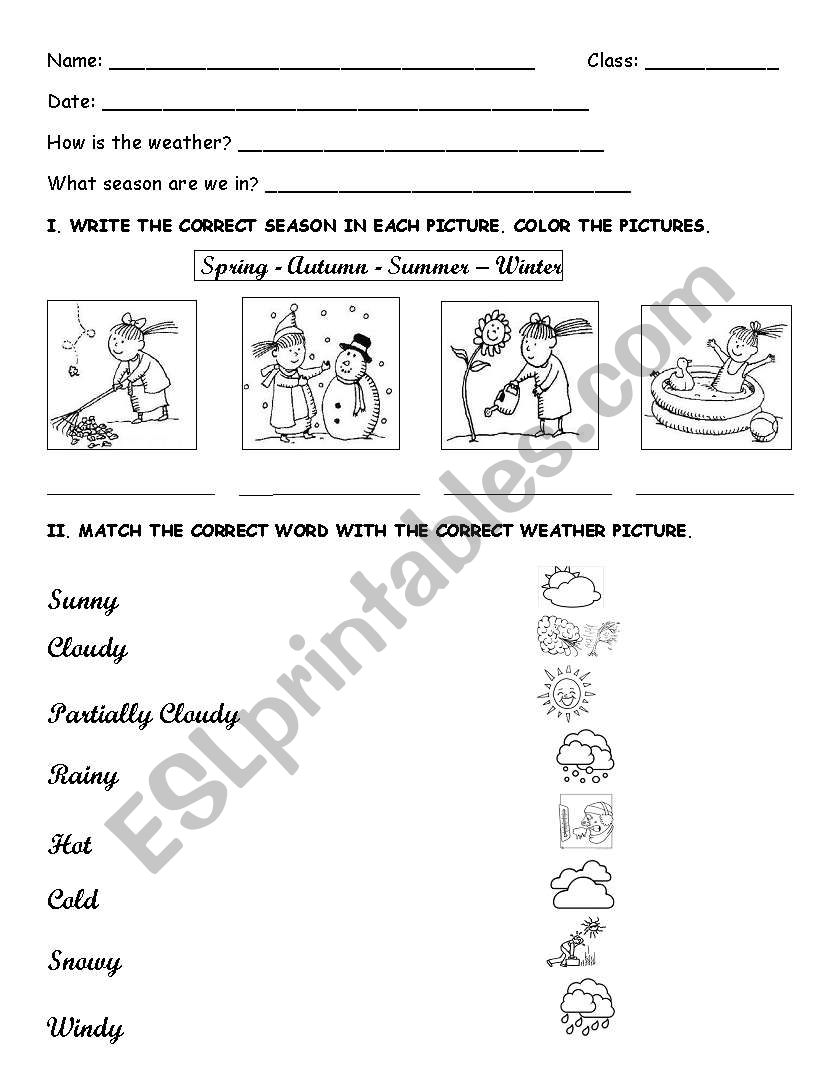 Weather and seasons worksheet