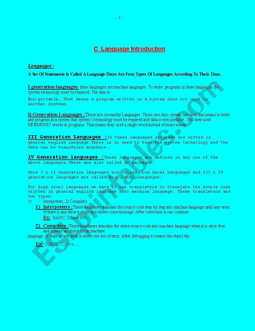 let us c worksheet