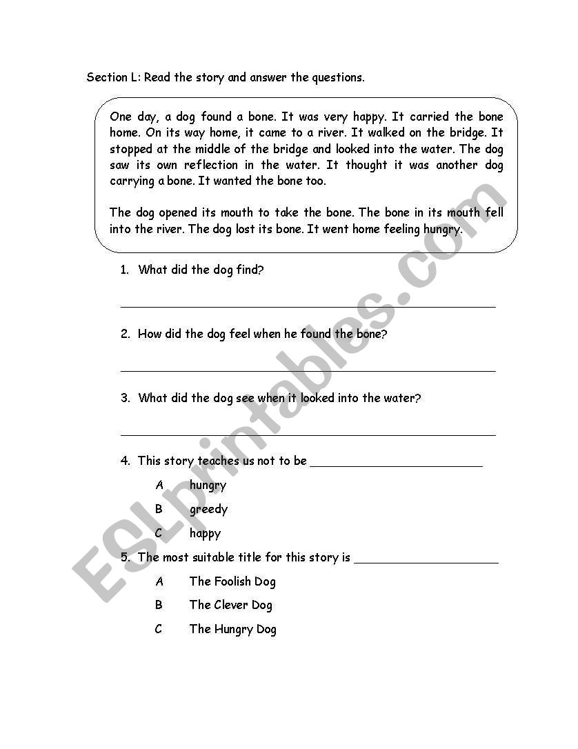 the greedy dog worksheet