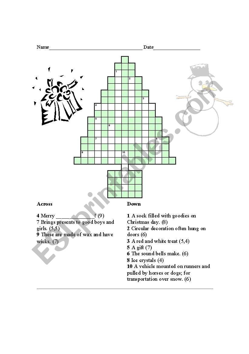 Christmas Crossword worksheet