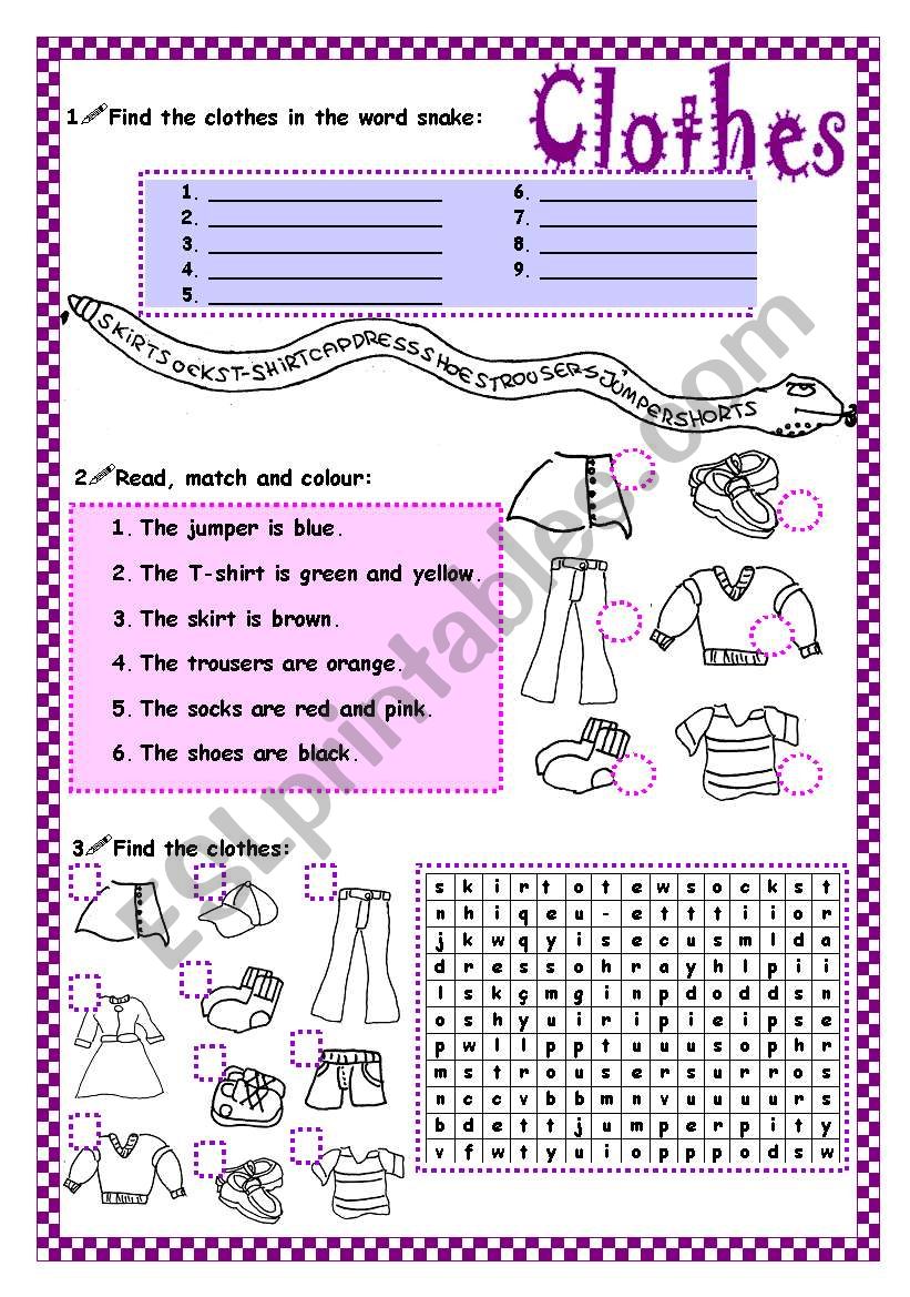 Clothes worksheet