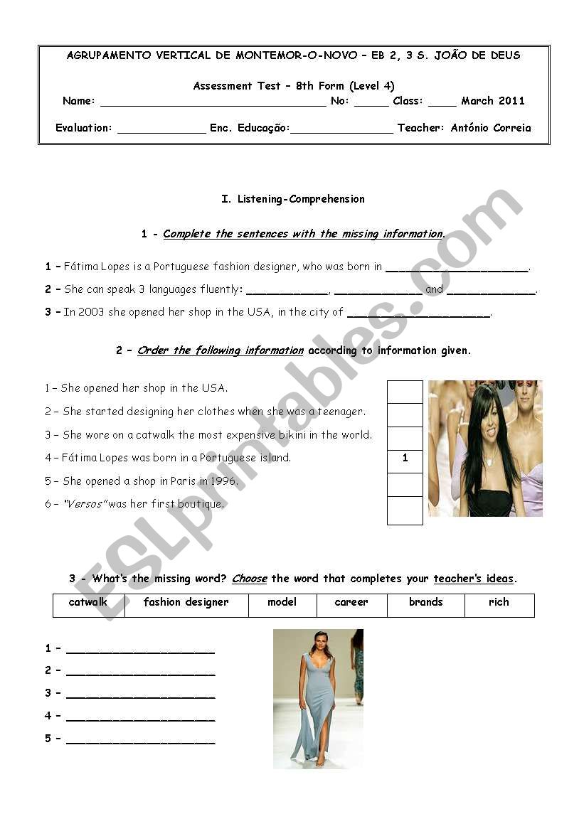 Test on the topic Fashion worksheet