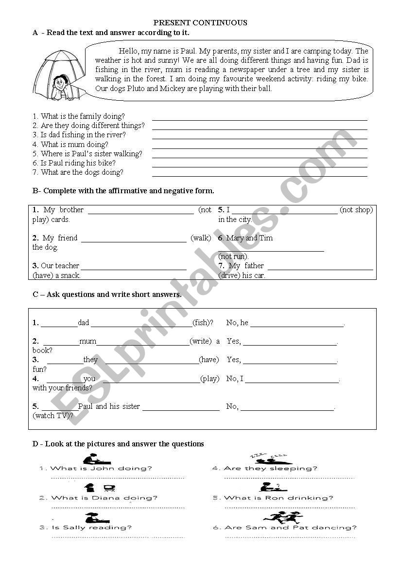 PRESENT CONTINUOUS - WORKSHEET