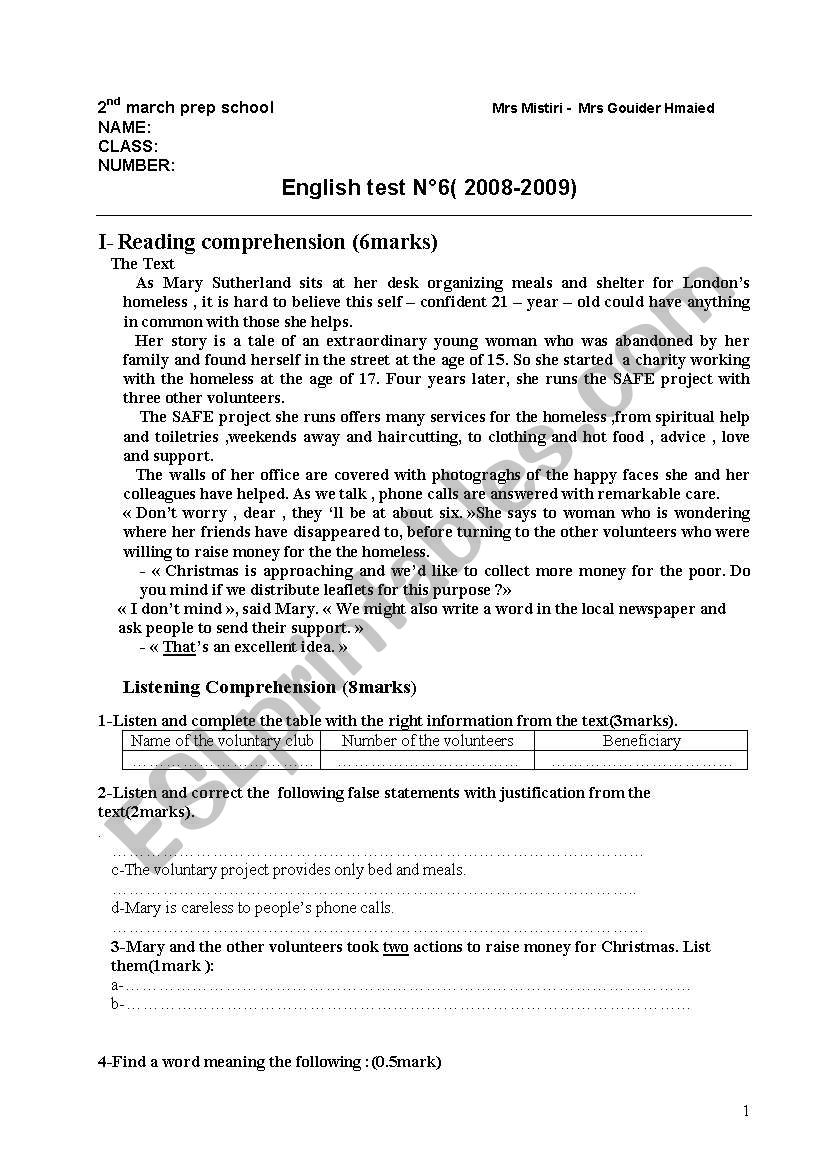 end term test-3-9th worksheet