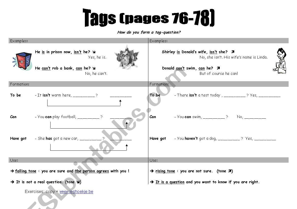 tag questions worksheet