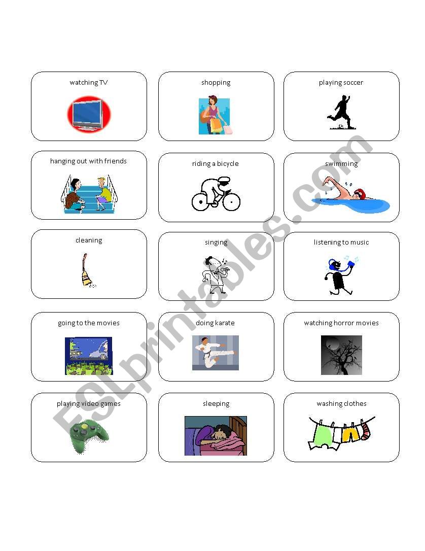 Acitvity Cards Set 1 worksheet