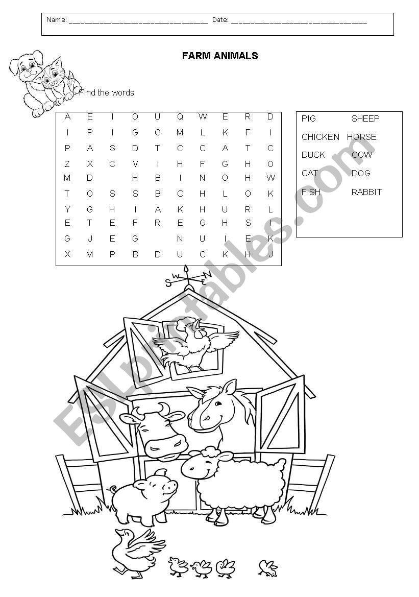 Farm animals worksheet