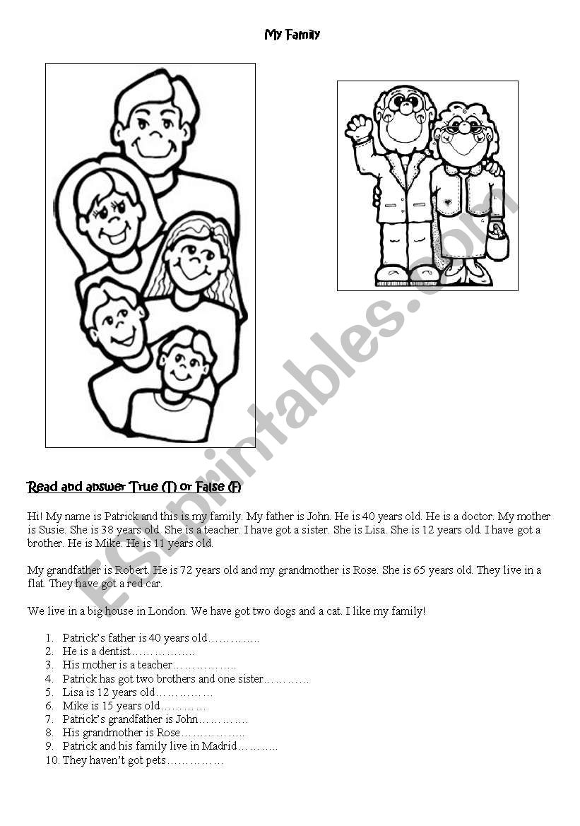 This is my family! worksheet