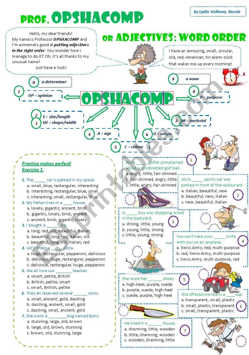 prof. OPSHACOMP or Adjectives: WORD ORDER