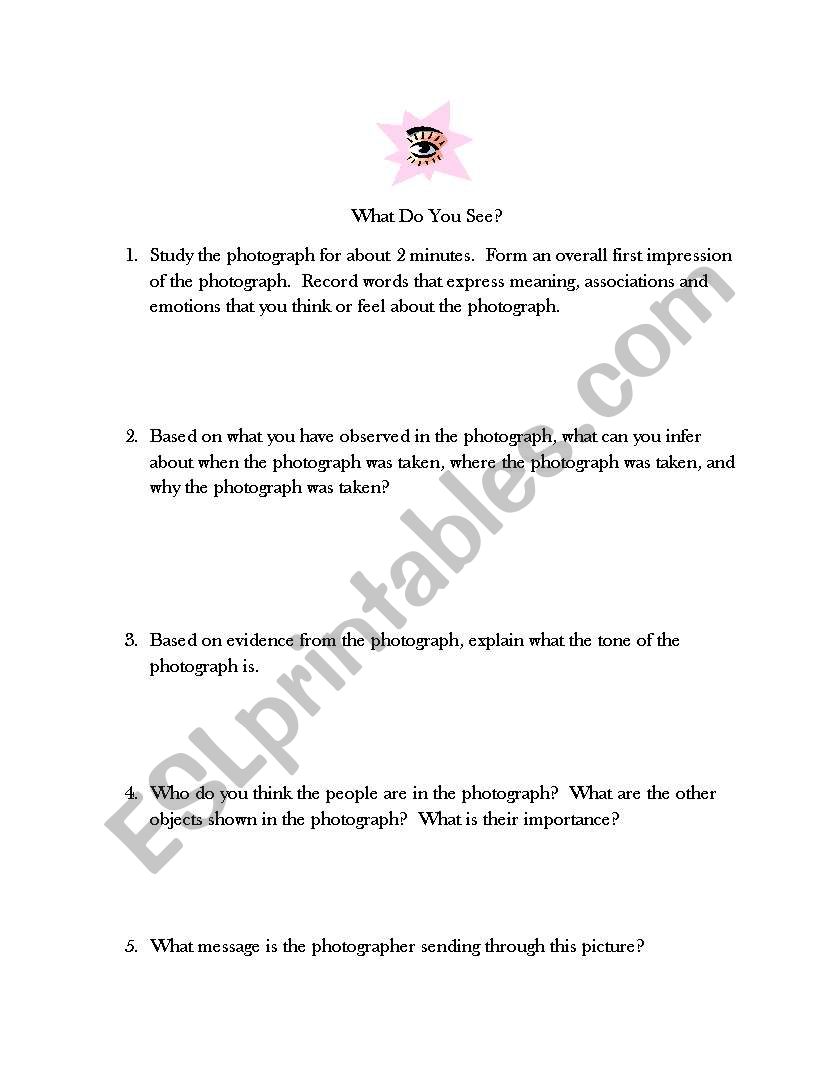 Photograph Analysis Guide worksheet