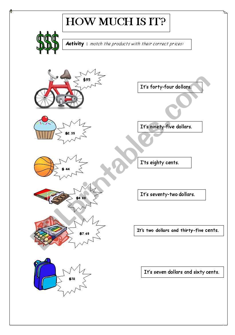 How much is it? worksheet