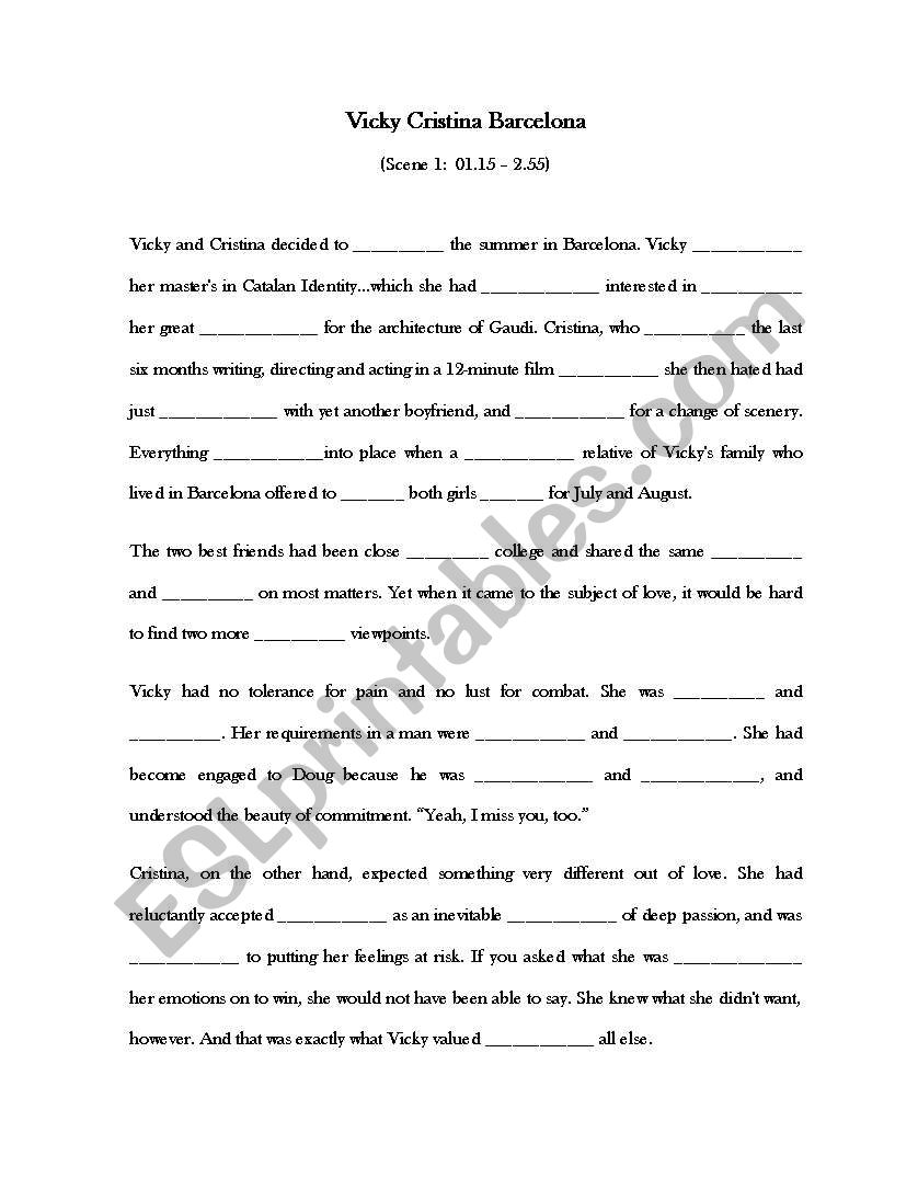 Vicky Cristina Barcelona  worksheet