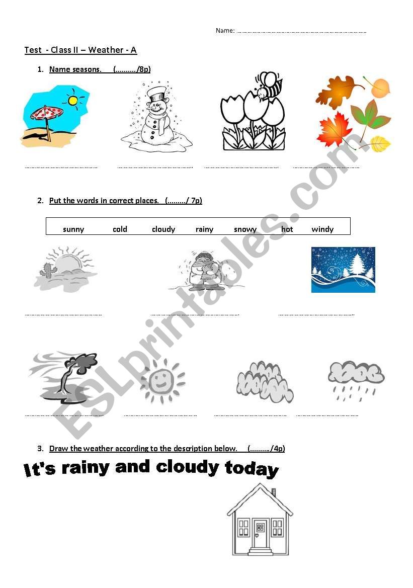 Weather test worksheet