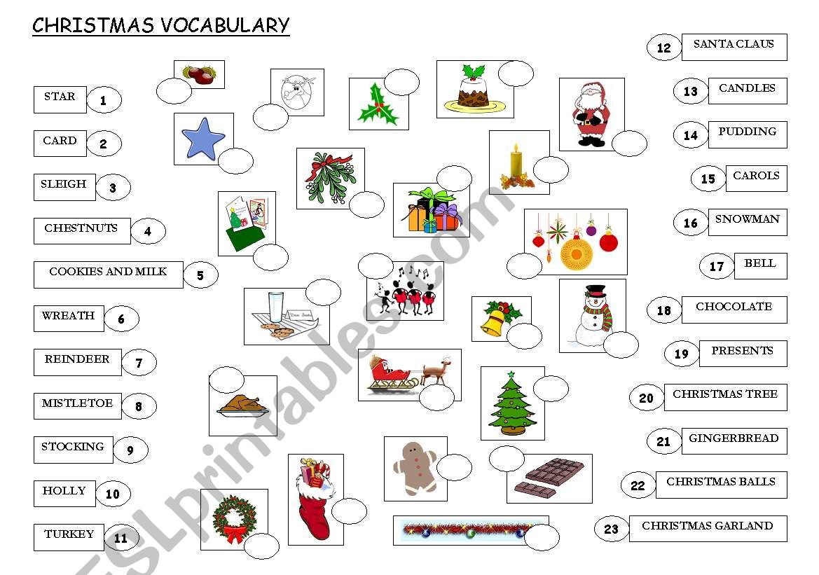 Christmas Vocabulary worksheet