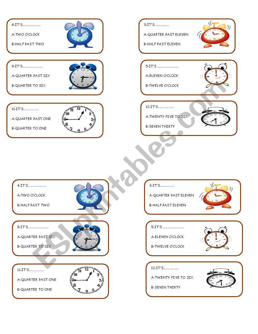 Telling the time worksheet