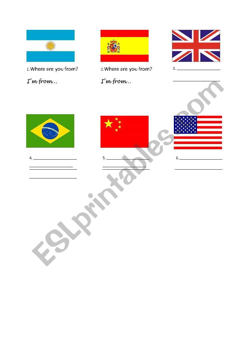 Where are you from? worksheet