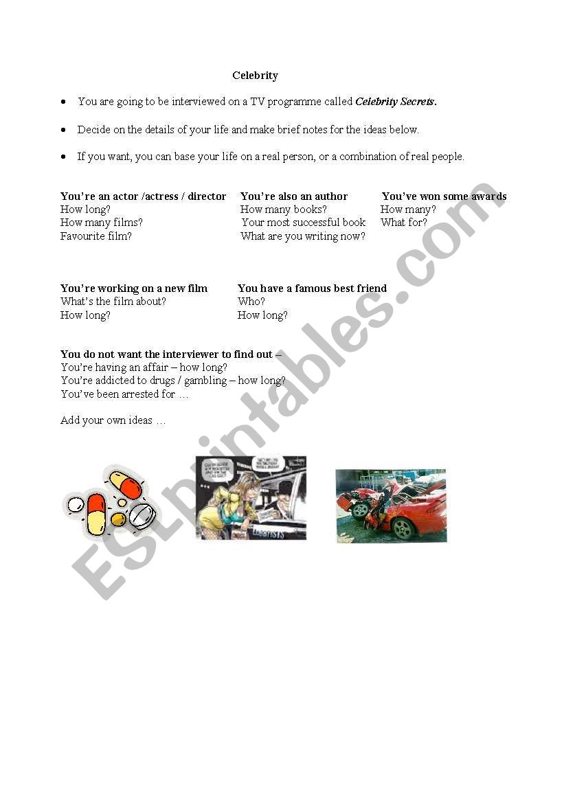 Celebrity Present Perfect roleplay