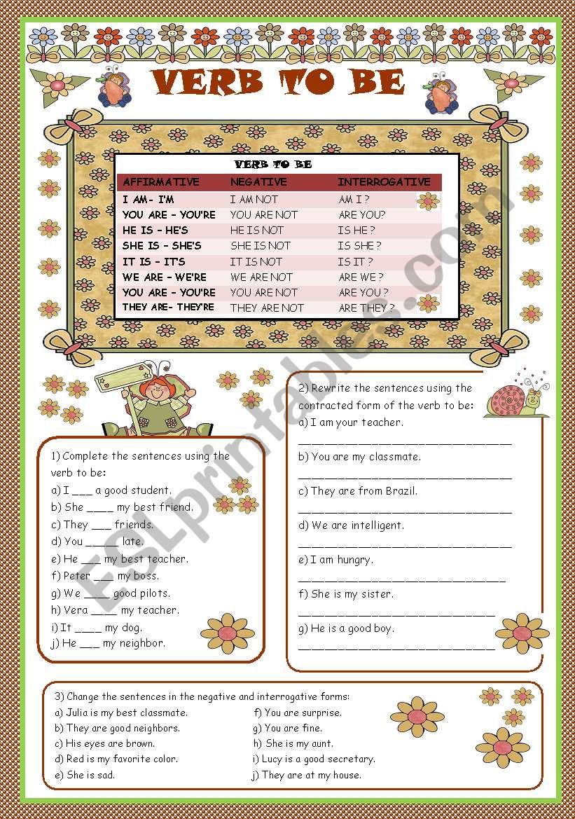 VERB TO BE worksheet