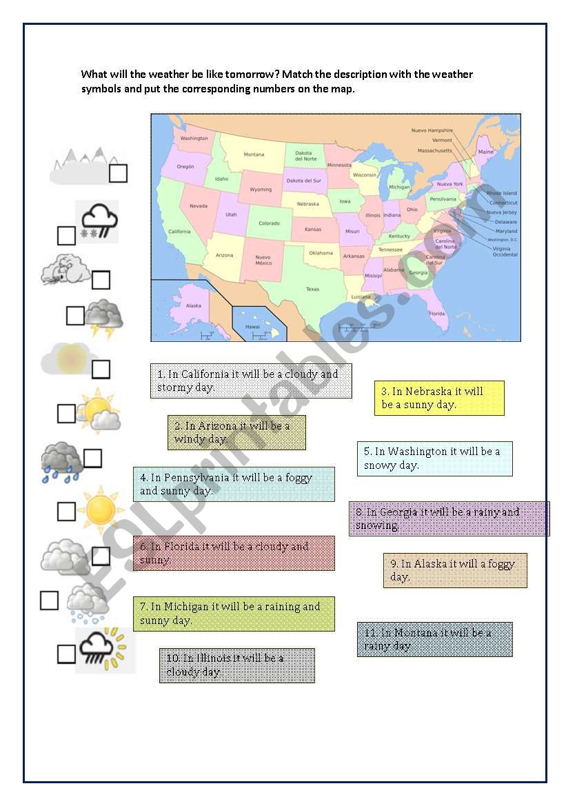 USA weather worksheet