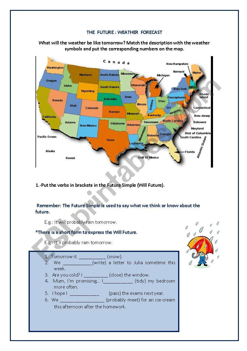 USA weather part 2 worksheet