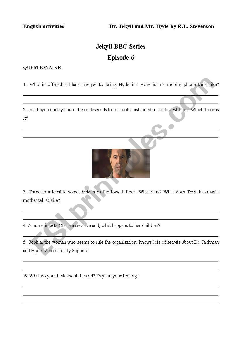 Jekyll BBC Series Episode 6 worksheet