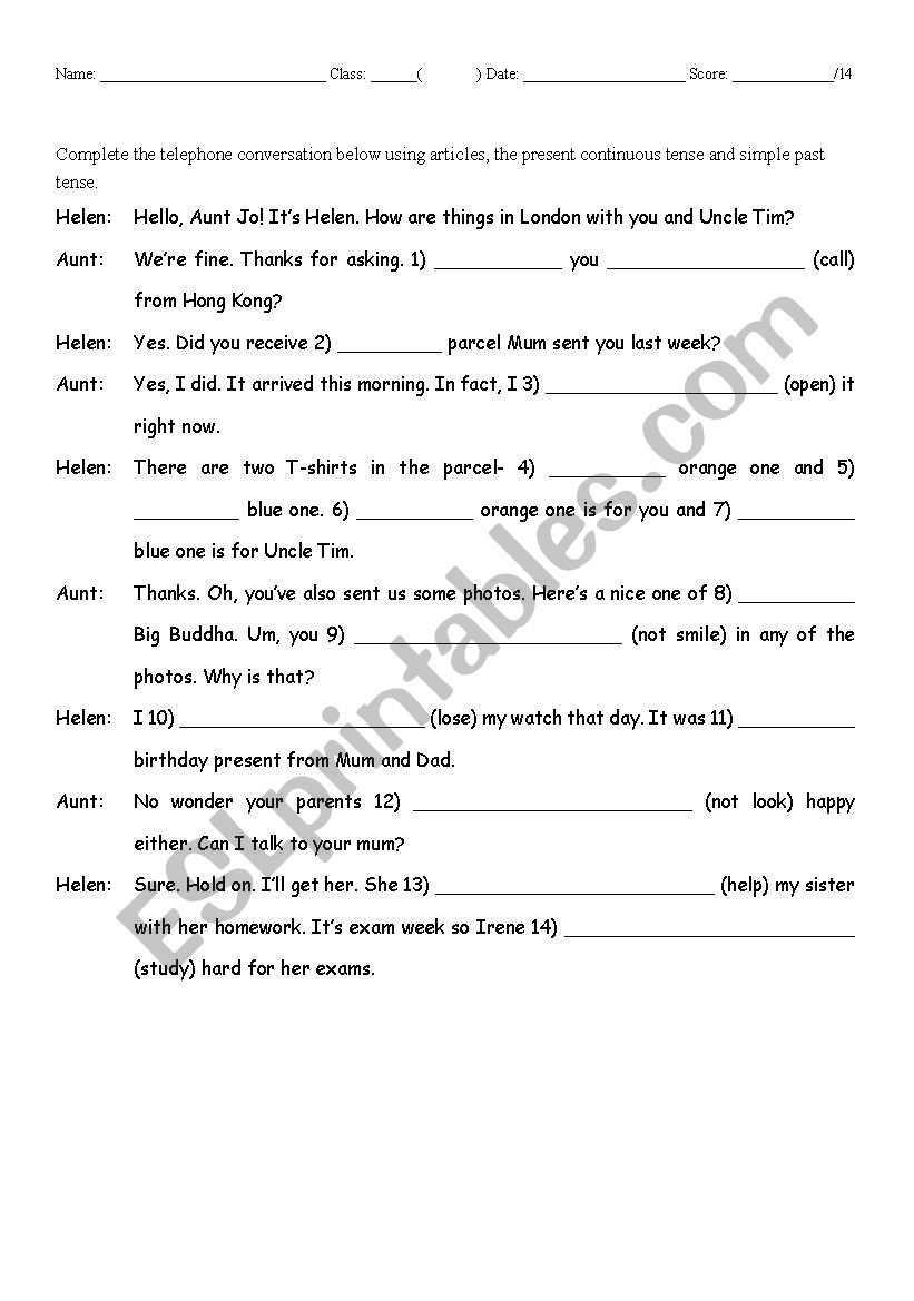 Present continuous tense worksheet