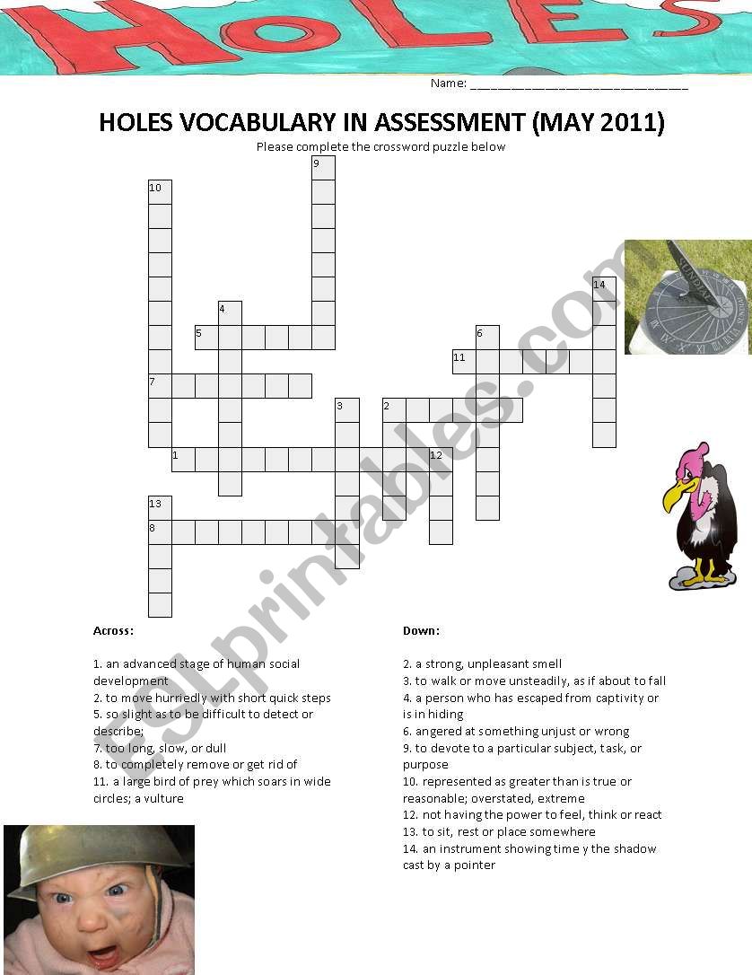 Holes Crossword Puzzle Chapters 41-50