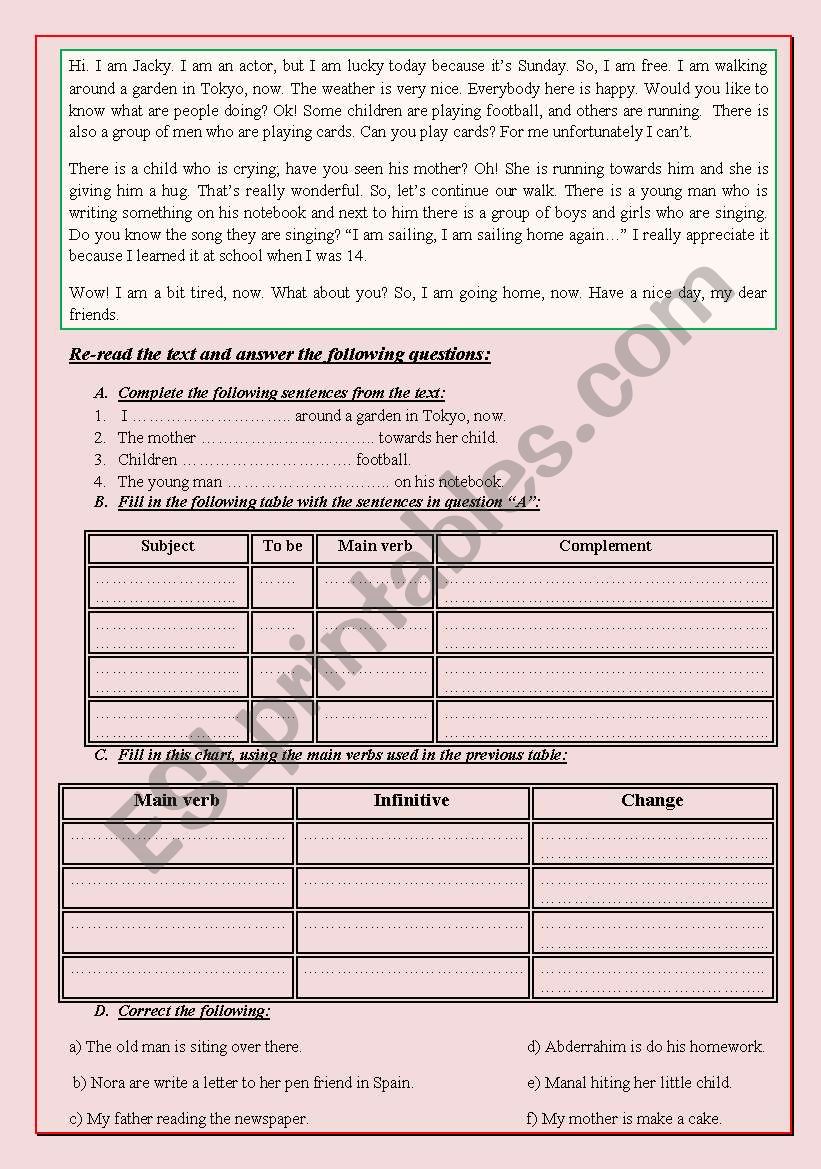 Present Continuous  worksheet