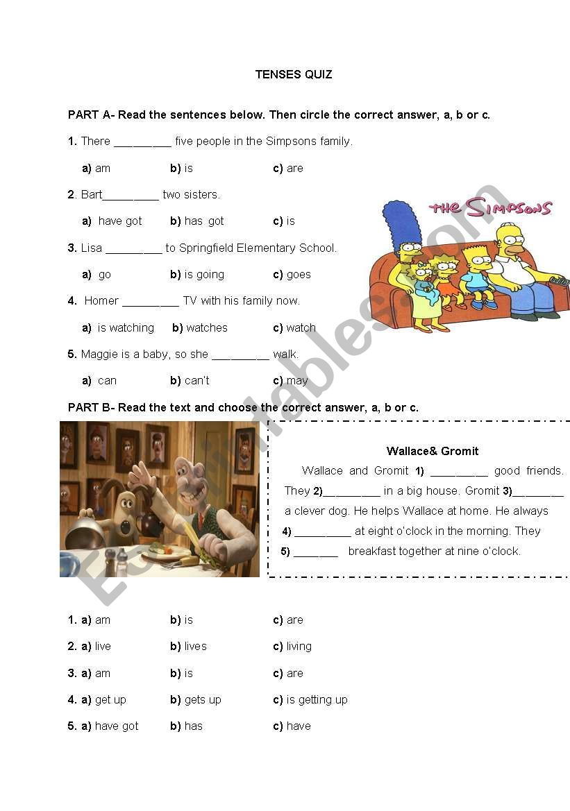 Testing tenses worksheet