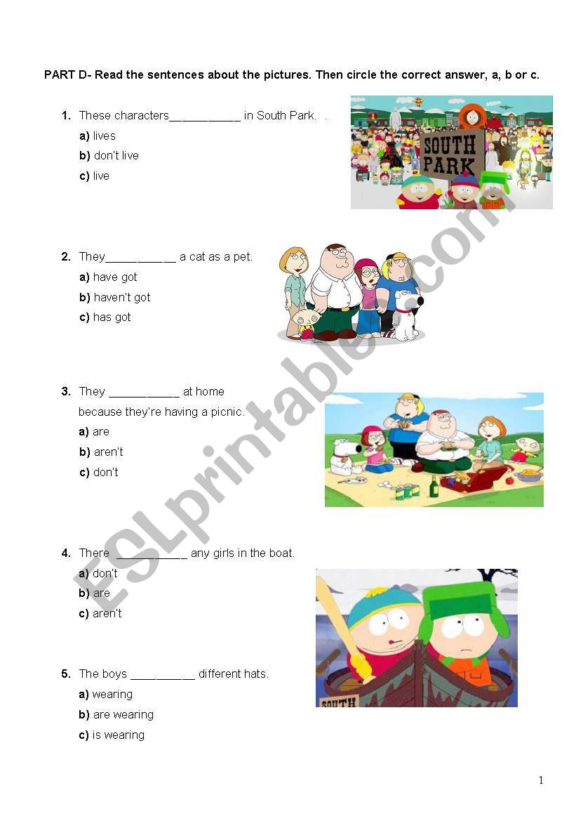 Testing tenses -2 worksheet