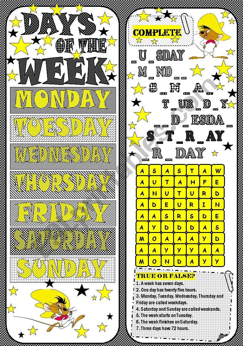 DAYS OF THE WEEK worksheet