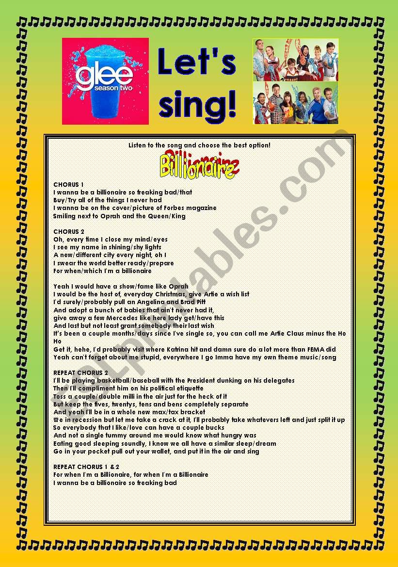 > Glee Series: Season 2! > SONGS FOR CLASS! S02E01 *.* THREE SONGS *.* FULLY EDITABLE WITH KEY! *.* PART 2/2