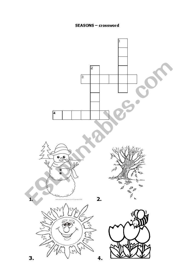 crossword - seasons worksheet