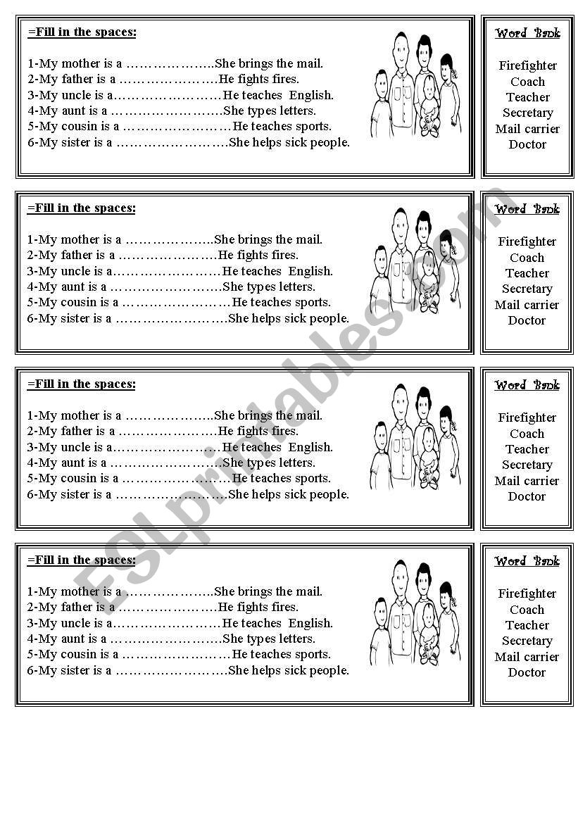 family activities worksheet