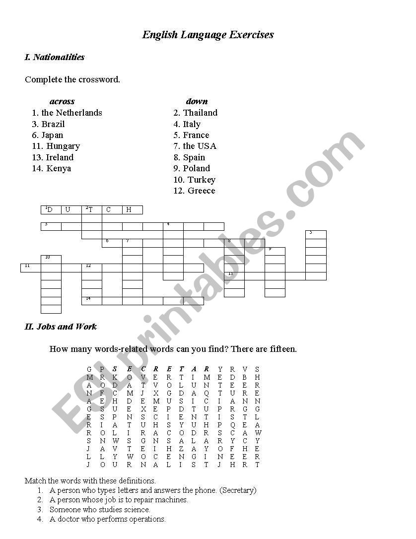 Puzzels worksheet