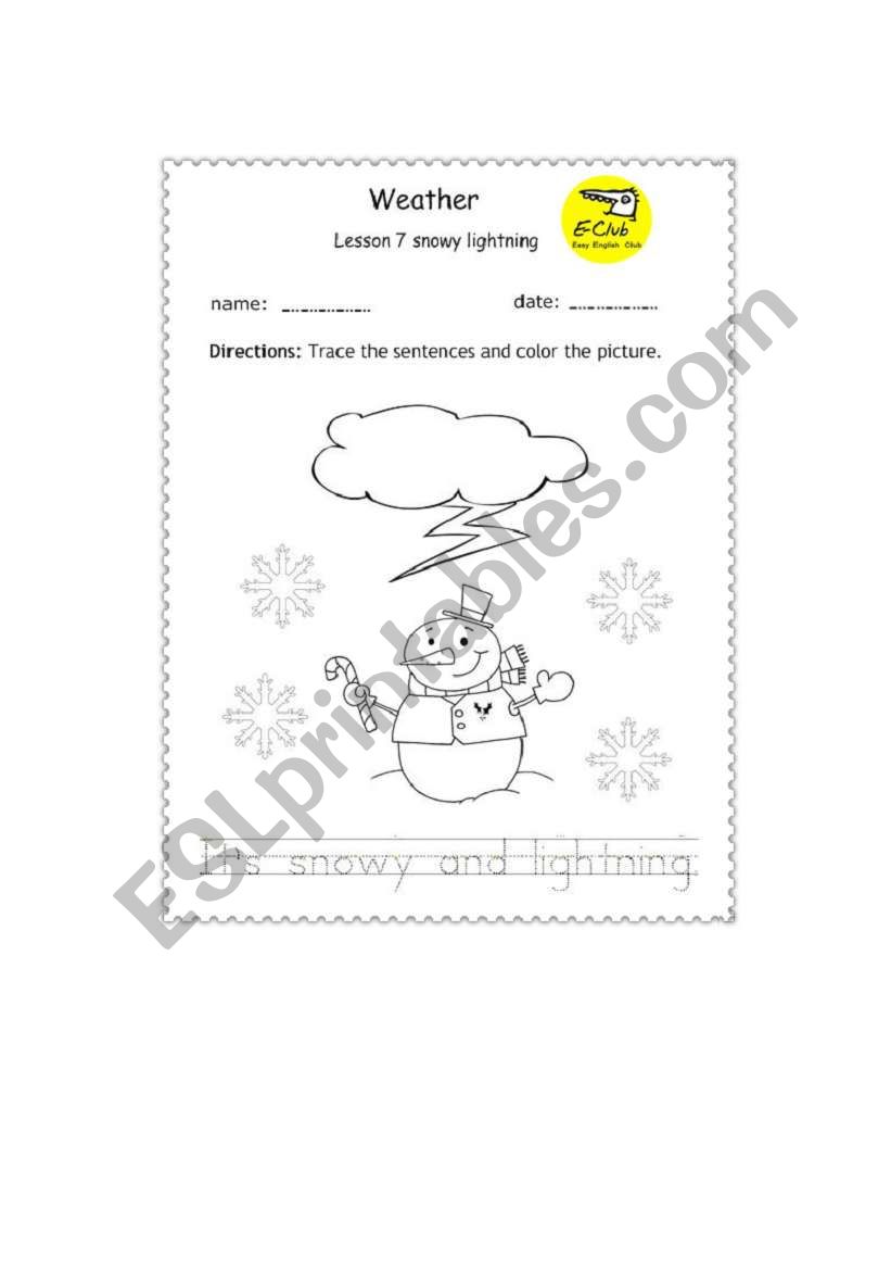 weather snowy lightning worksheet