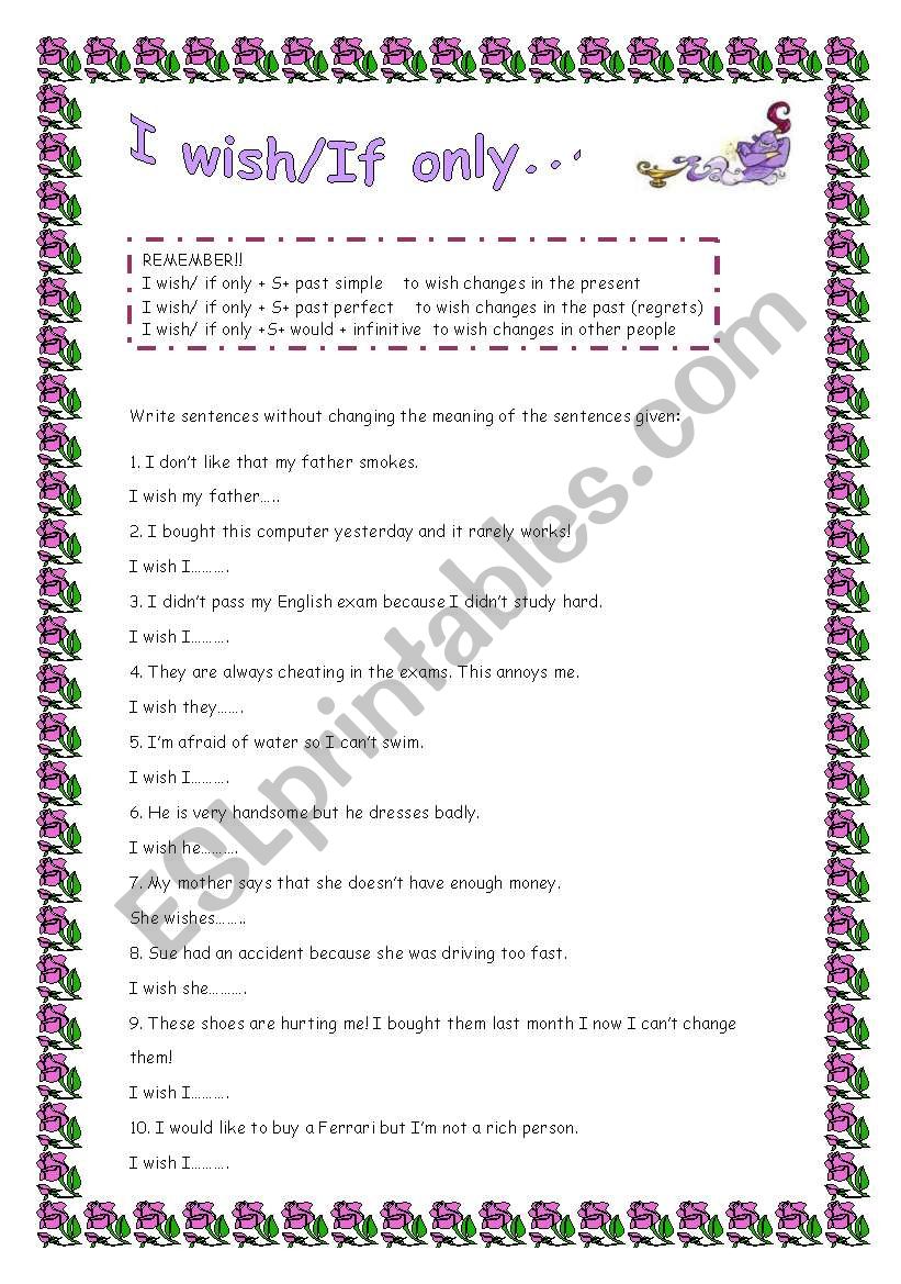 I wish/If only.... worksheet
