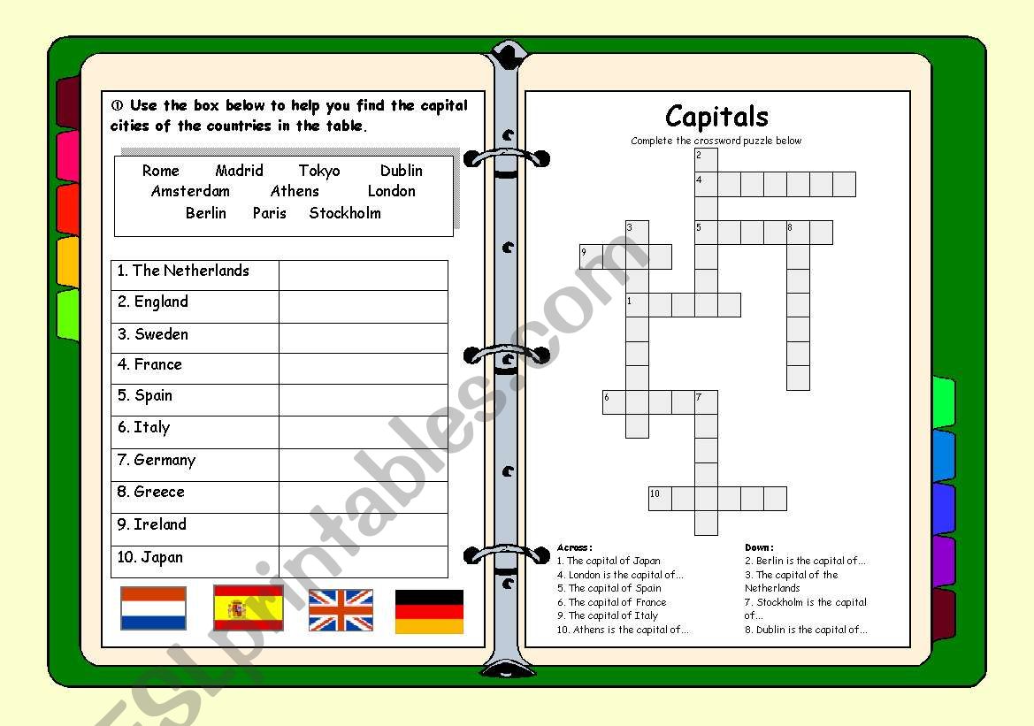 Countries & capitals worksheet