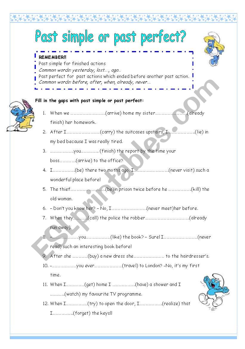 Past simple or past perfect? worksheet