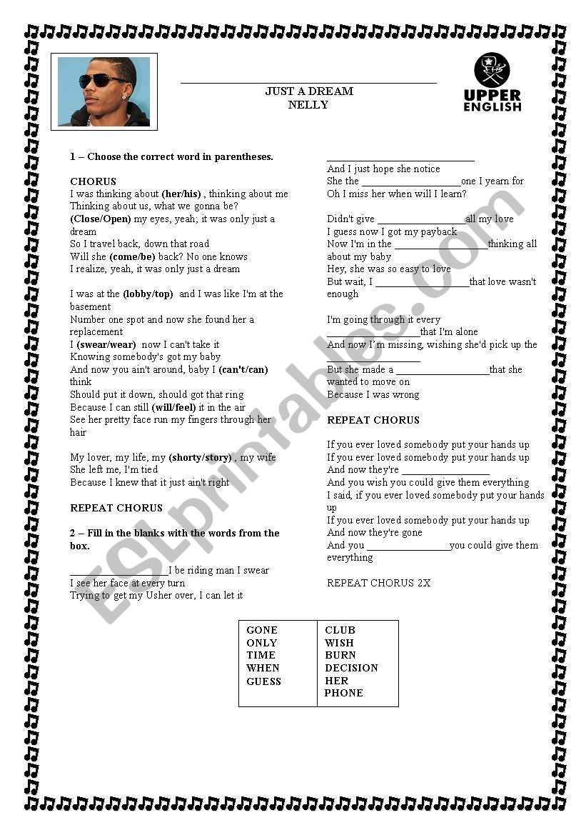 Just a dream worksheet