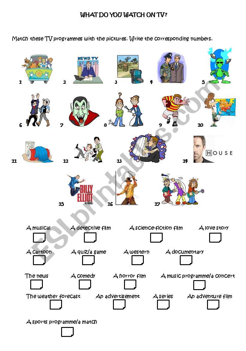 WHAT DO YOU WATCH ON TV? worksheet