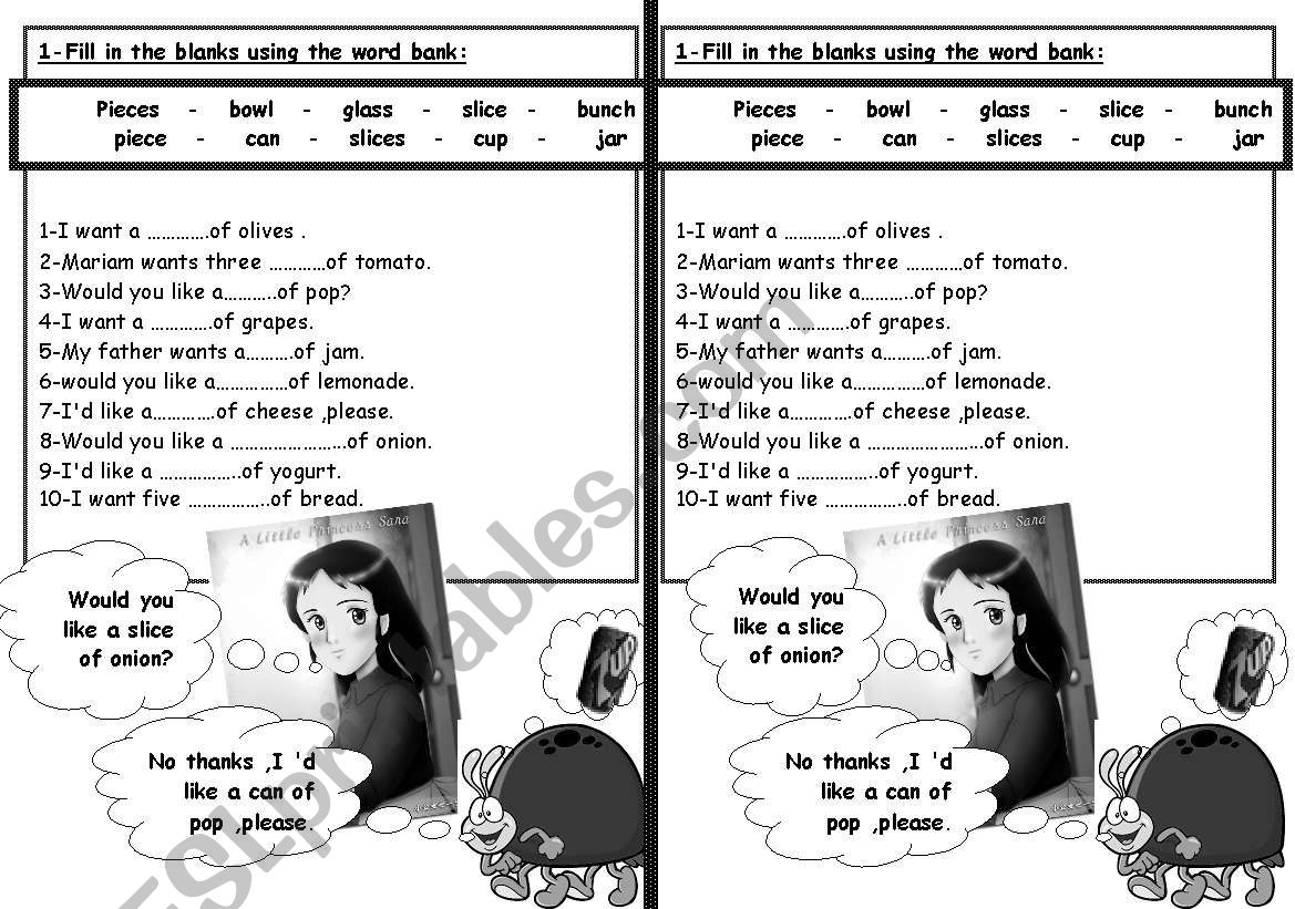 food worksheet