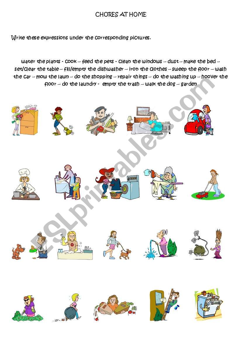 CHORES AT HOME worksheet