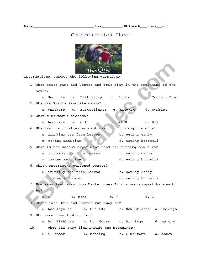 The Cure- Movie Comprehension Check